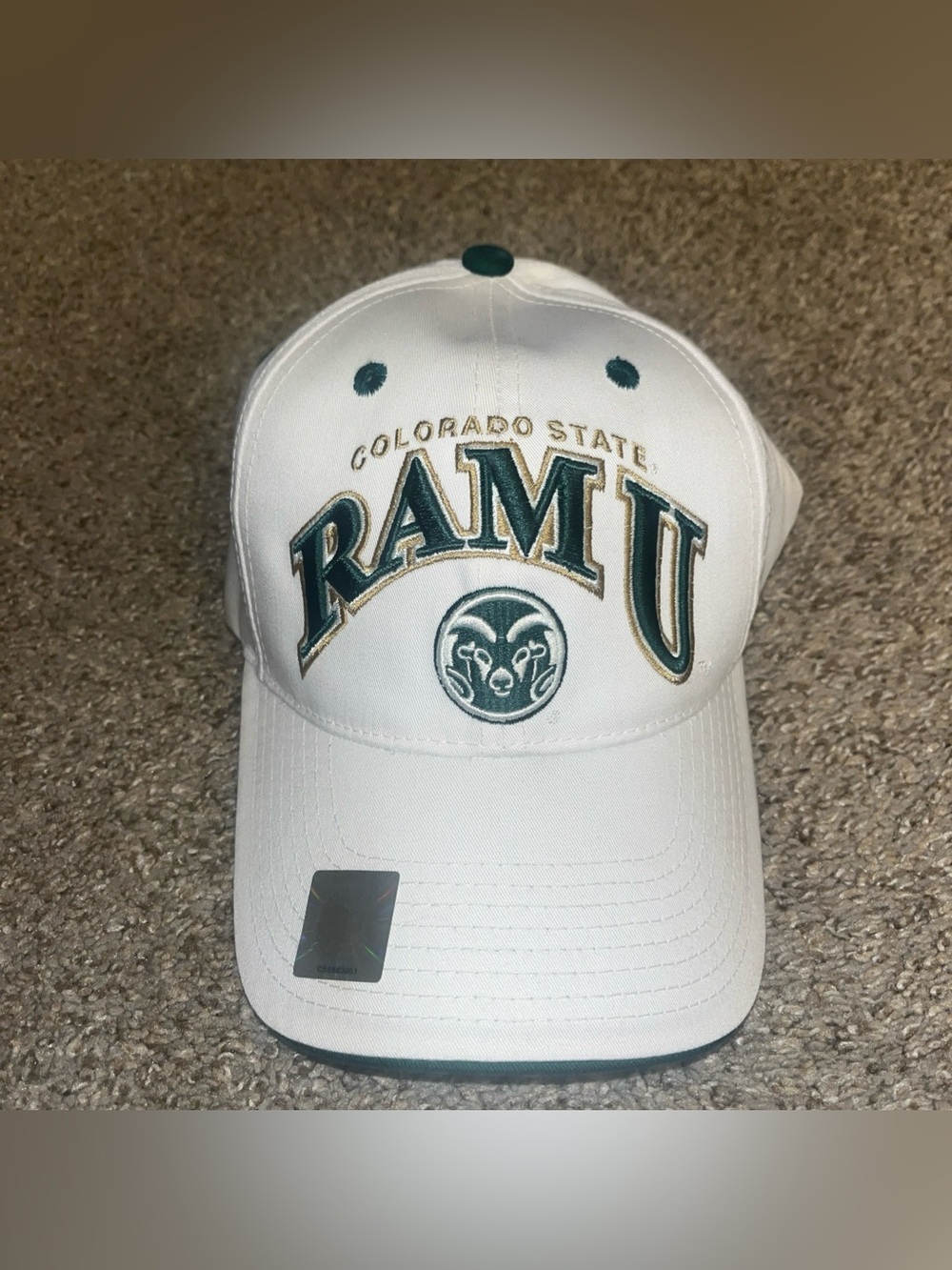 Colorado State University CSU Rams Hat Cap Ram U White Adjustable Never Worn New